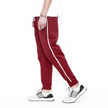 

New Men's Fitness Pencil pants Straight Men Casual Baggy Jogger Trousers Black/Red Cotton Solid Fitted Bottoms Pants M-4XL