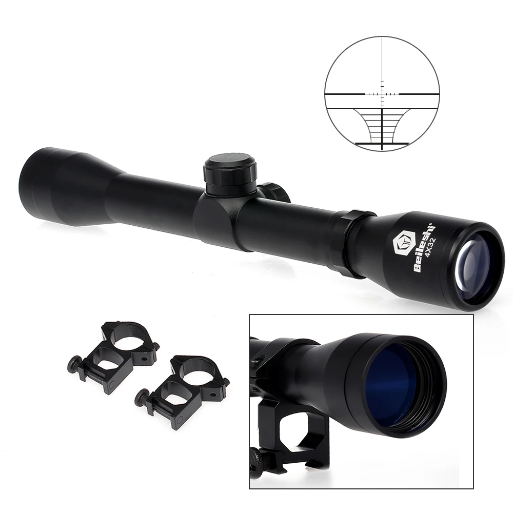 

Hunting Scope Outdoor 4X32 Riflescope 7.5" Compact Tactical Hunting Scopes Hunting Scope with 22mm Mounts Lens Caps