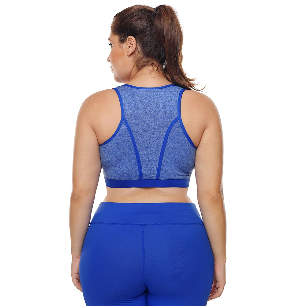 Large Big Plus Size Fitness Top Female Sport Brassiere Push Up Piping Trim Padded Women Running Yoga Workout Sports Bra 2018