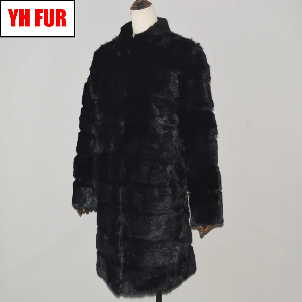 

2019 Lady Genuine Full Pelt Real Rabbit Fur Jacket Women Long Style Real Rabbit Fur Coat Brand Natural Real Rabbit Fur Overcoats