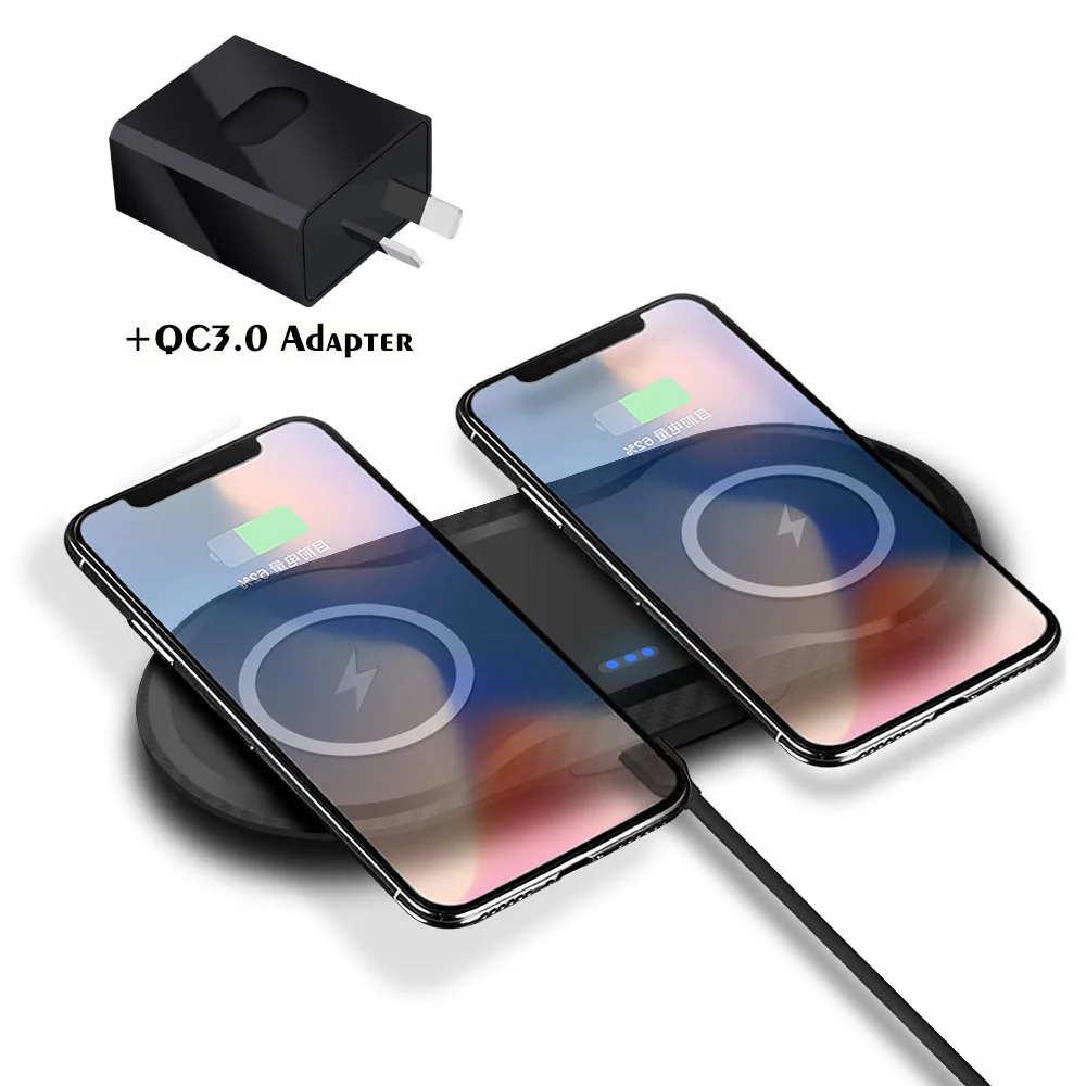 

FDGAO Dual 10W QI Wireless Charger For iPhone X XR MAX XS 8 Plus Dual Mobile Phone Fast USB Charging Pad For Samsung S9 S8 S10