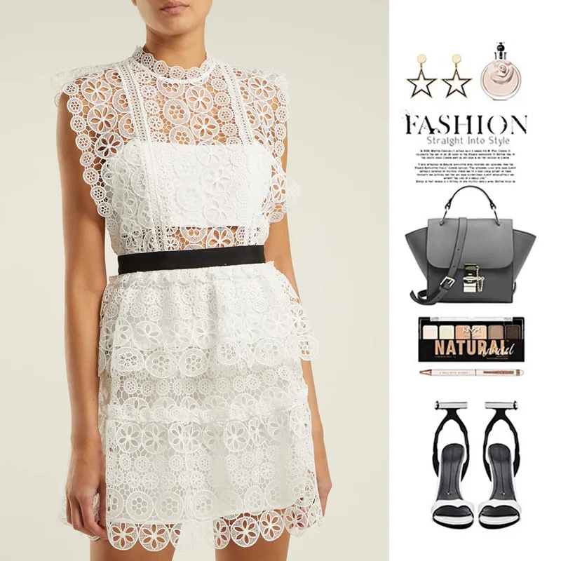 self portrait white circle floral lace mini dress