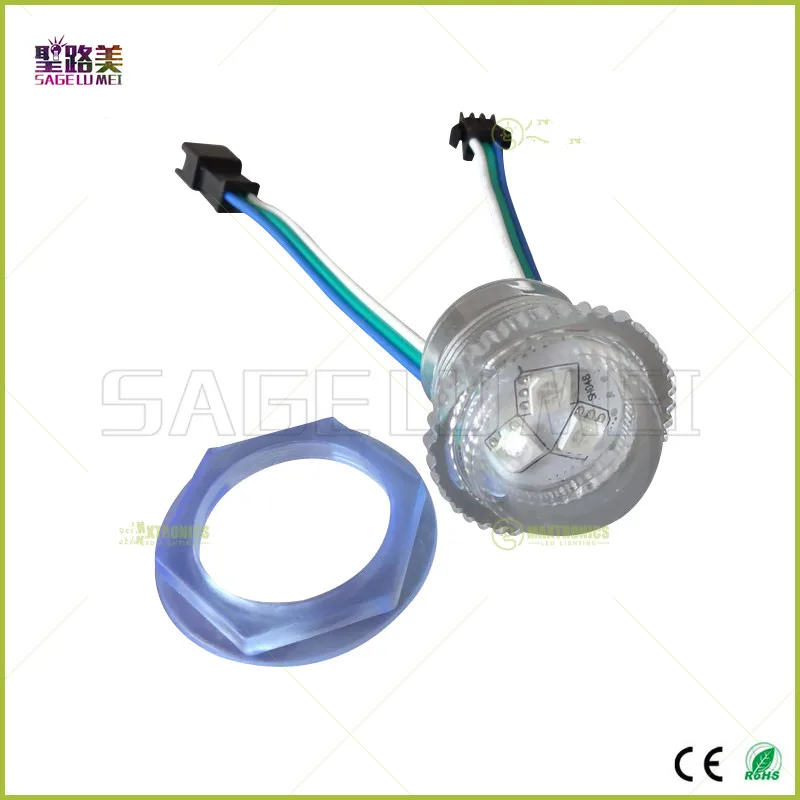 IP68 5050 SMD RGB чипы светодиодный pixel Водонепроницаемый DC12V 26 мм Диаметр Прозрачная крышка ws2811 Светодиодный модуль открытые точки света 3