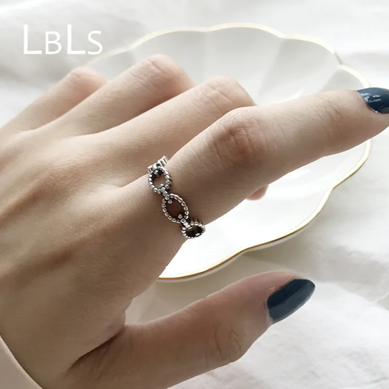 

LBLS Real Pure Silver 925 Jewelry Rings for Women Black Silver Party Trendy Fashion Jewellery Designer Jewelry Luxury Ring