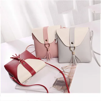 

Women Handbags Tassel Patchwork Shoulder Bag lady's Mini Cute Matching Bag Cross Body Bolsas Feminina