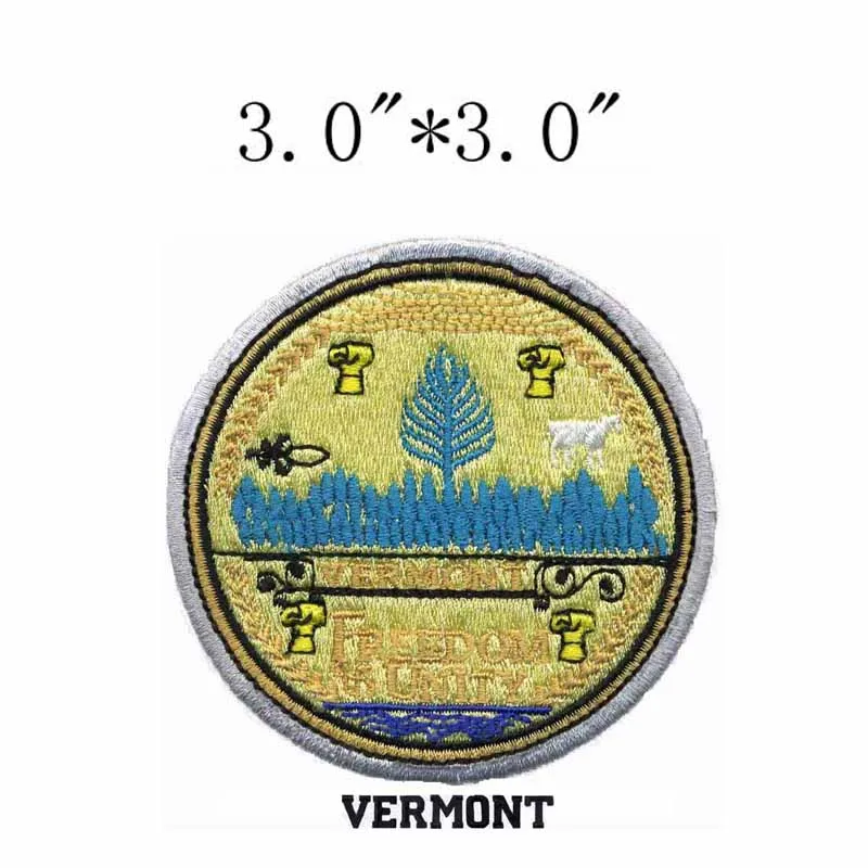 Vermont State Seal 3 дюйма широкая вышивка нашивка для сумок/2016 цветов Раш/costura|embroidery