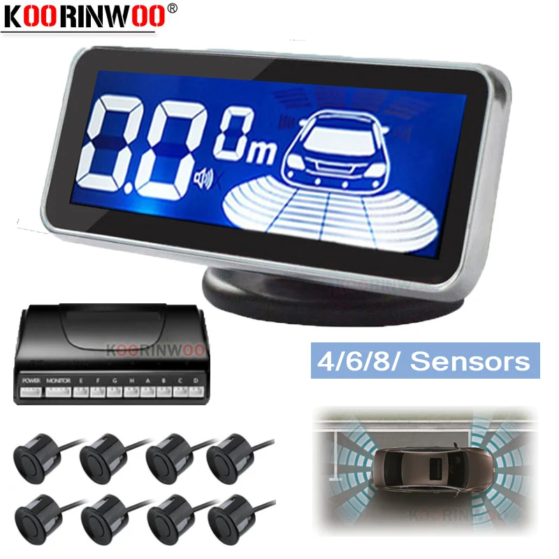 Meilleur Koorinwoo moniteur LED capteur de stationnement électromagnétique 8 voiture Parktronic capteur de stationnement avant détecteur de voiture rétro éclairage de stationnement de mouvement