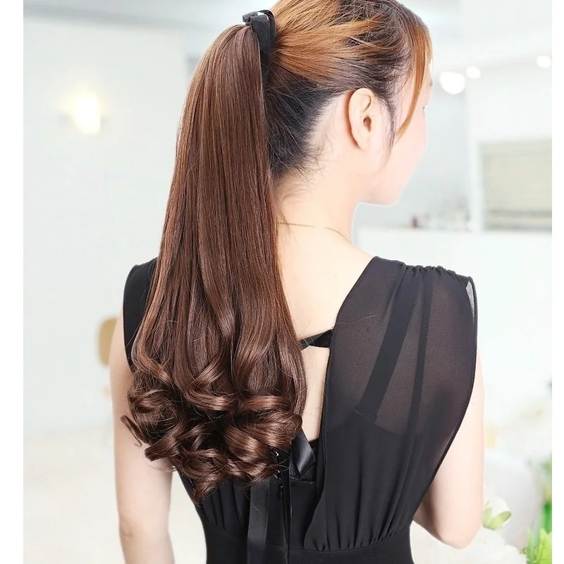 Hot Fashion 14 35cm Curly Bleach Blonde Wrap Ponytail Rainbow