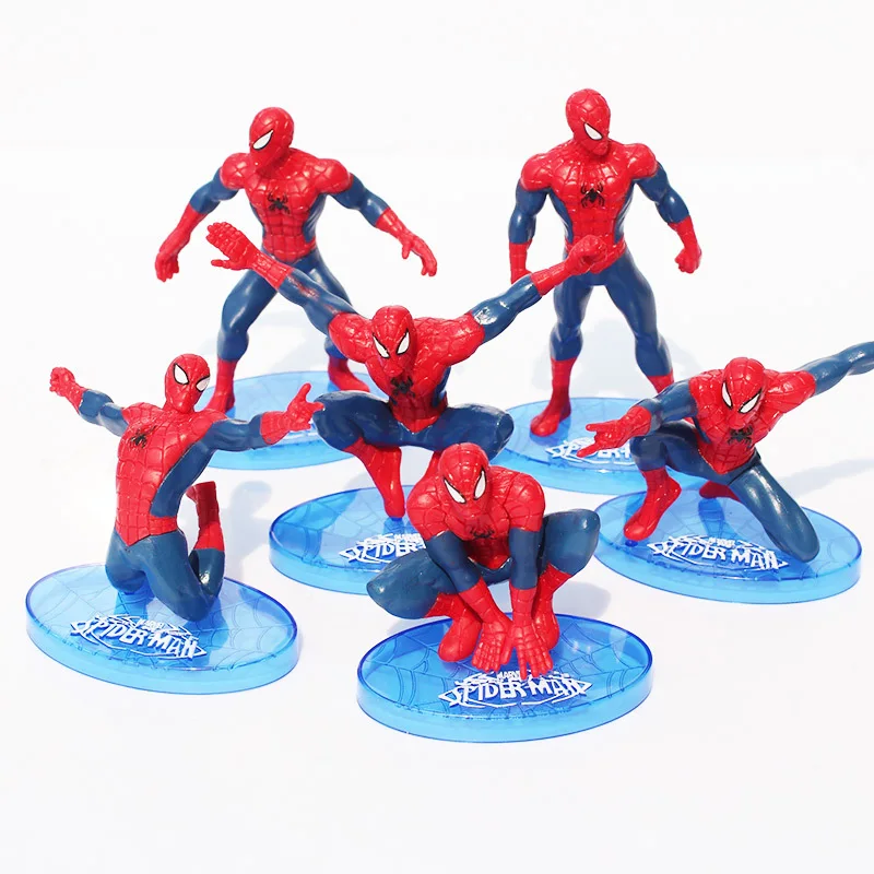 6 Pcs Models Spider-Man Hands Office Decoration Dolls Cartoon Animation Children's Toys Christmas Gifts For Friends Children | Игрушки и