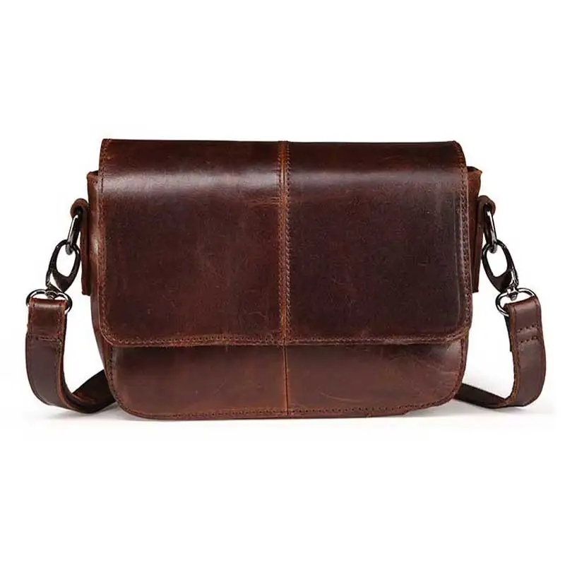 

New Chaohan Real Leather One Shoulder Crossing Overhead Layer Cowhide Mini-cute Oil-coated Wax-coated Women's Bag