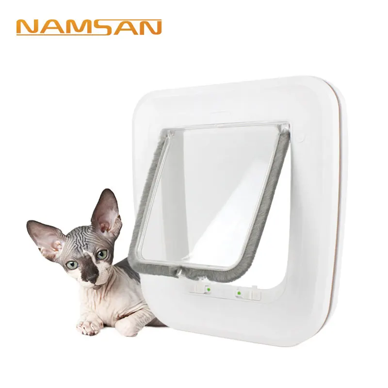 

4 Way Lockable Pet Dog Cat Kitten Sreen Window Door Security Flat Door ABS PC Animal Safe Gate Door for Small Dog Cat Pet Supply