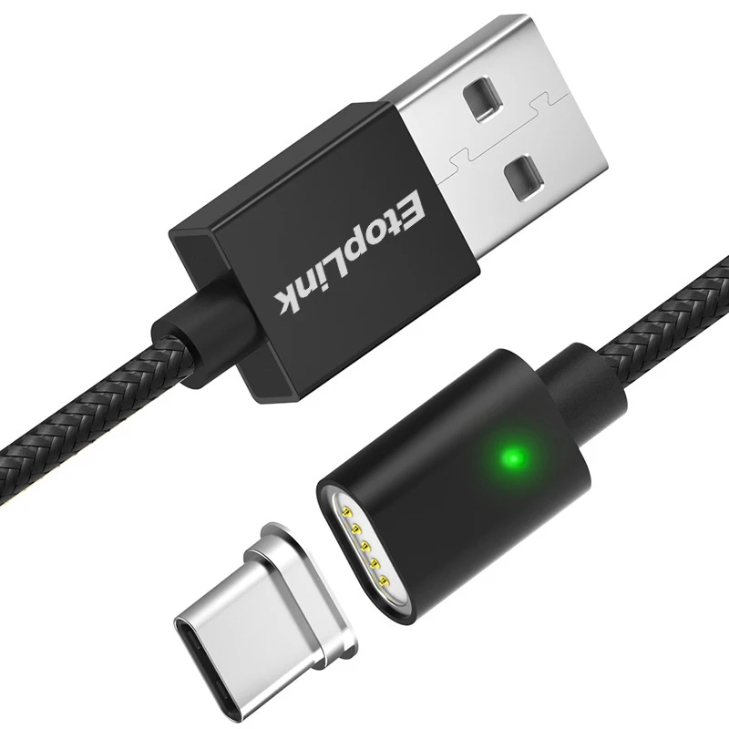 EtopLink جديد المغناطيسي شفط شحن كابل يو اس بي أعمى شفط المغناطيس النايلون كابل بيانات LED المصغّر usb نوع-C شاحن كابل يو اس بي s