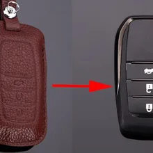 Чехол-держатель из натуральной кожи для ключей Toyota Crown eiz Highlander Landcruiser, 3 кнопки, сменный держатель для ключей