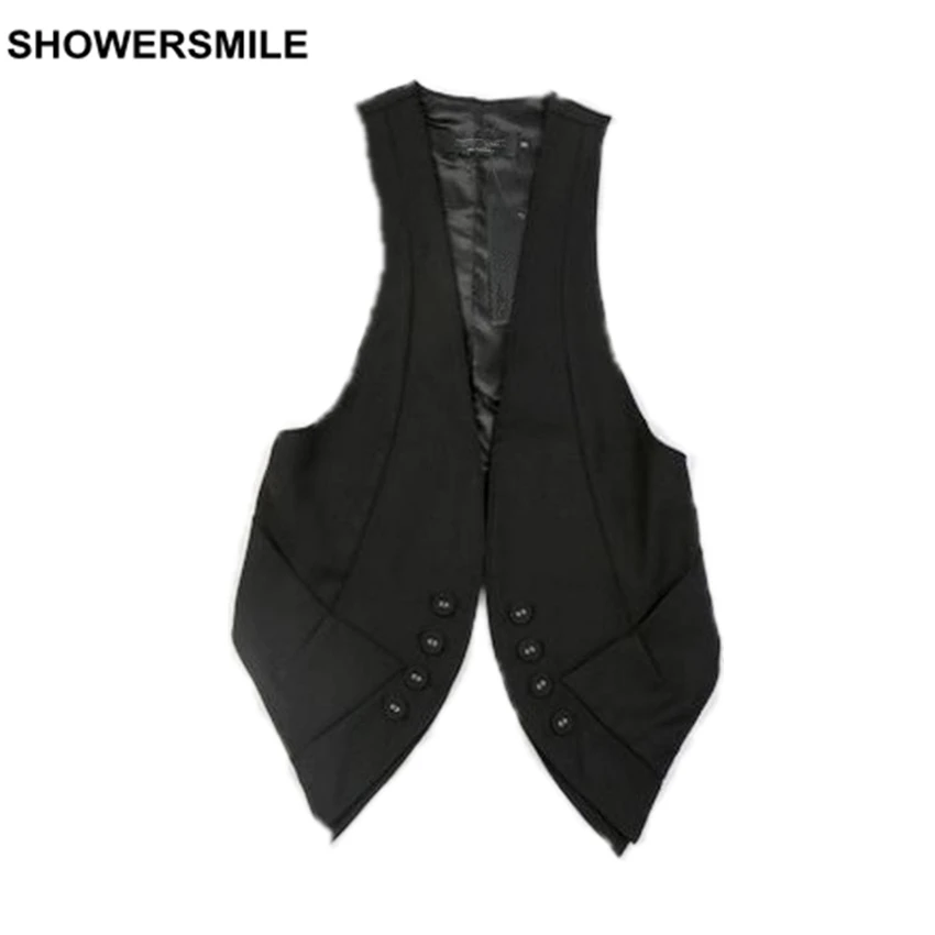 Black Suit Vest Women Spring Working Style Waistcoat Solid Cotton V Neck Plus Size 3XL Gilet Brand New Fashion Ladies Clothing
