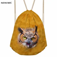 INSTANTARTS крутые 3D Amimal Сова/Тигр/голова льва печать мужские мешки с Кулиской модная сумка для хранения для мальчика-подростка Повседневный перфоратор карман