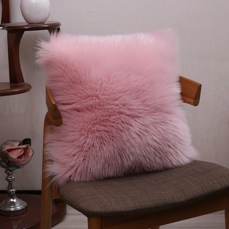 Длинная плюшевая наволочка для дивана, декоративная подушка для автомобиля, украшение дома, мягкая и удобная декоративная наволочка с длинными волосами - Цвет: Розовый