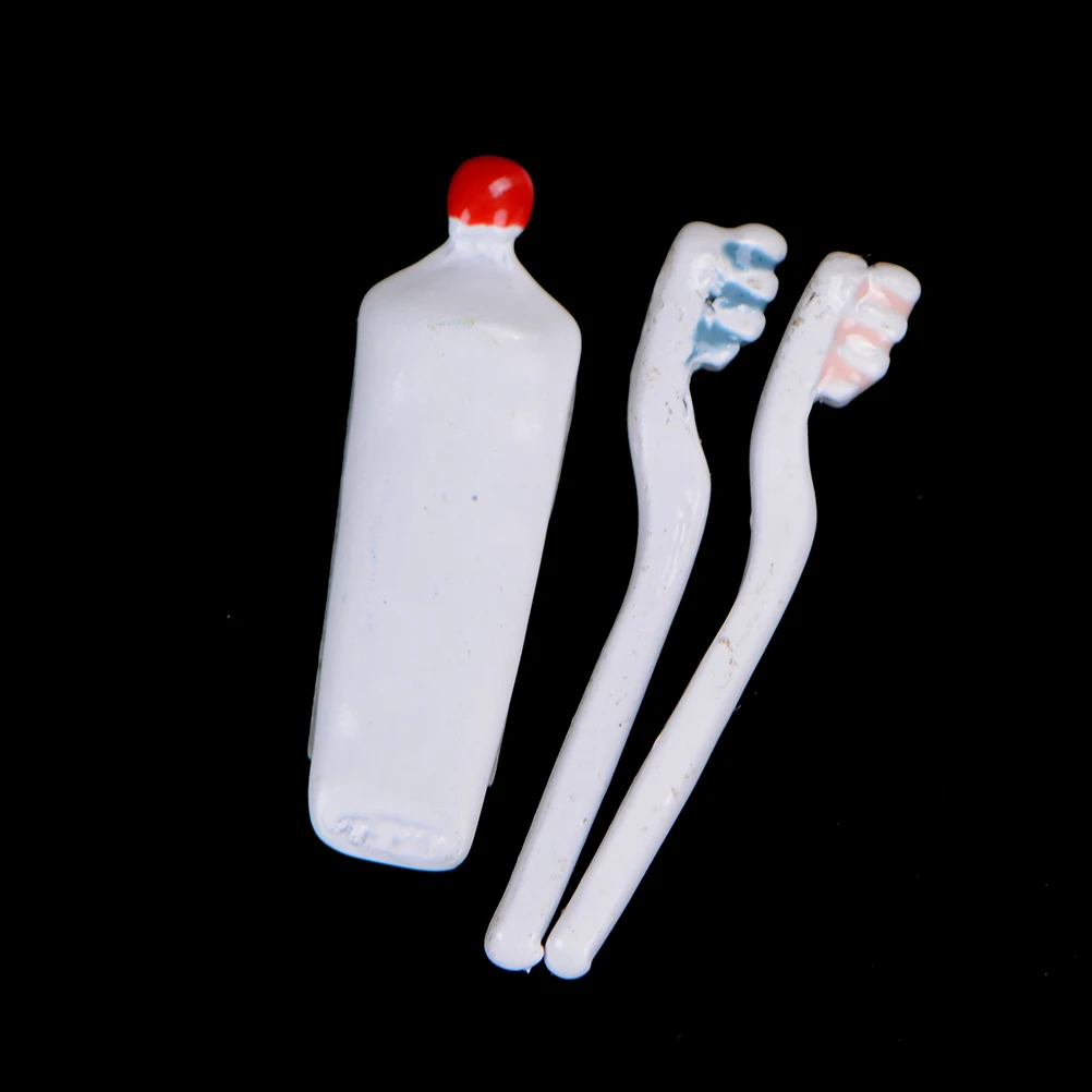 Best Gift 3pcs/set mini toothpaste toothbrush Toy Kids 112 dollhouse