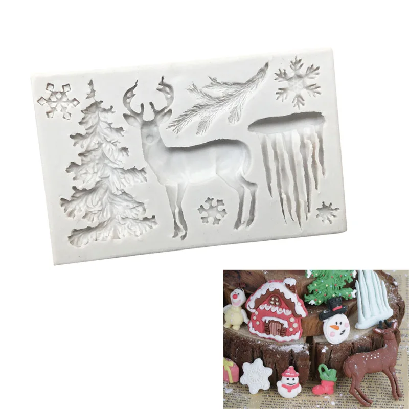 

Lovely 3D Silicone Mould Christmas Deer Cake Decoration Sugarcraft Chocolate DIY Mat Mold Birthday Cupcake Cookie Egg Mold
