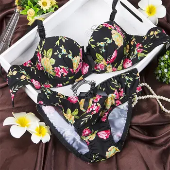 

Flower Print Laceband Bra Set Lingerie Push up Sexy Bra Lovely Underwear gathering Bra Briefs Embroidery H162