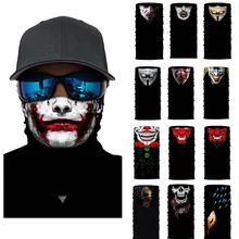Бесшовная Балаклава с изображением черепа, скелета, Джокера, клоуна, мотоциклетная маска для шеи, шарф для лица, велосипедная, Охотничья бандана, повязка на голову