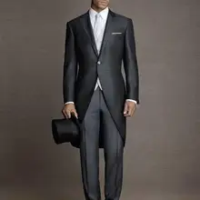 Остроконечные лацканы серый одна кнопка 3 шт.(пиджак брюки жилет галстук) Custume Homme личный красивый высокое качество последний стиль фрак