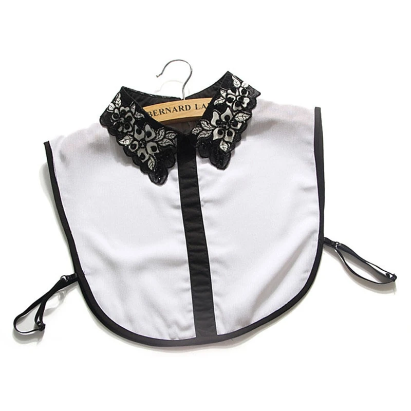 

Women Floral Black Lace False Collar Detachable Fake necklace Lapel Shirt Accessories Stylish Matchable White Collar New