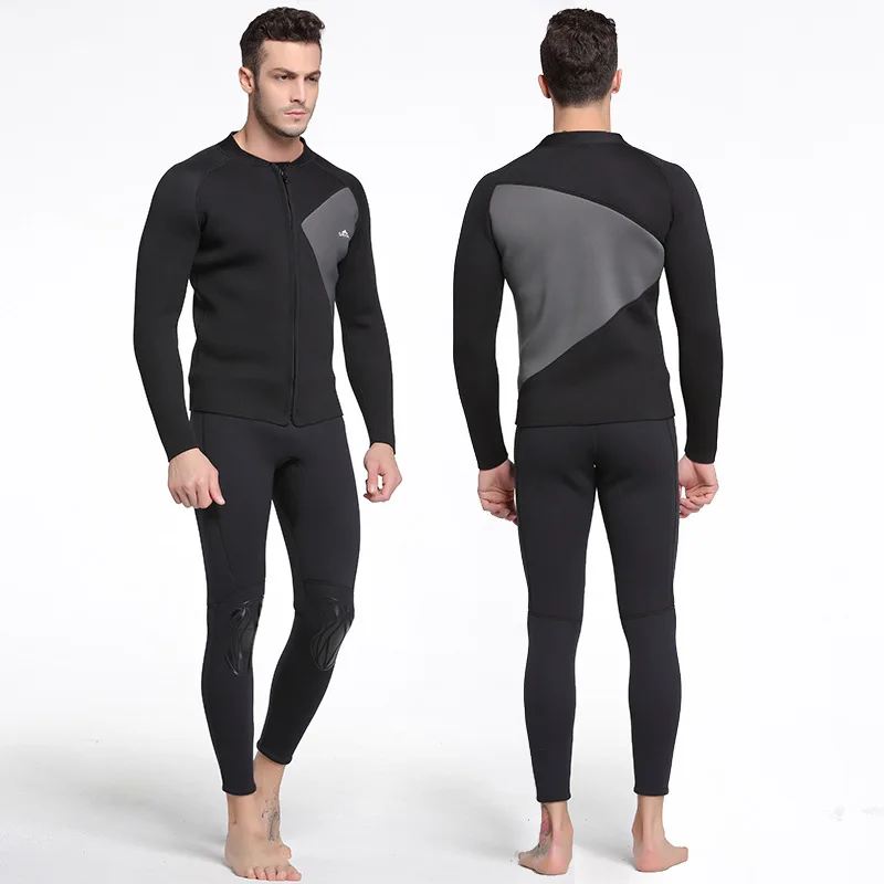 3mm Neoprene Men's Wetsuit Jacket Front Long Sleeve Full Zip Top Cool