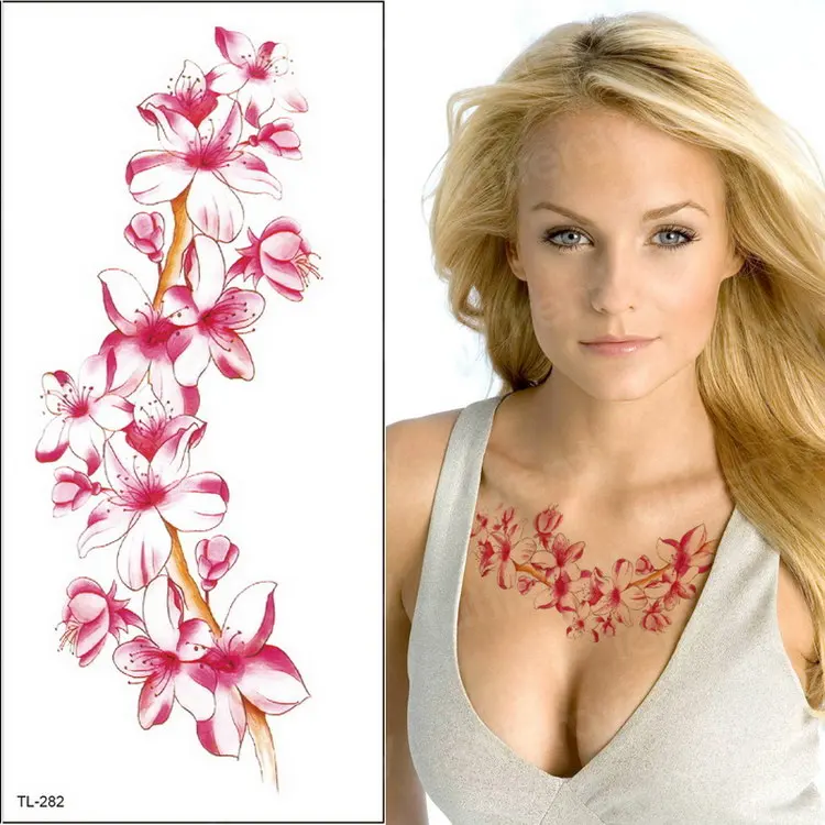Цветок Наклейка с птицами поддельные женщины мужчины DIY хна боди-арт тату дизайн бабочка дерево ветка Роза временные татуировки наклейки