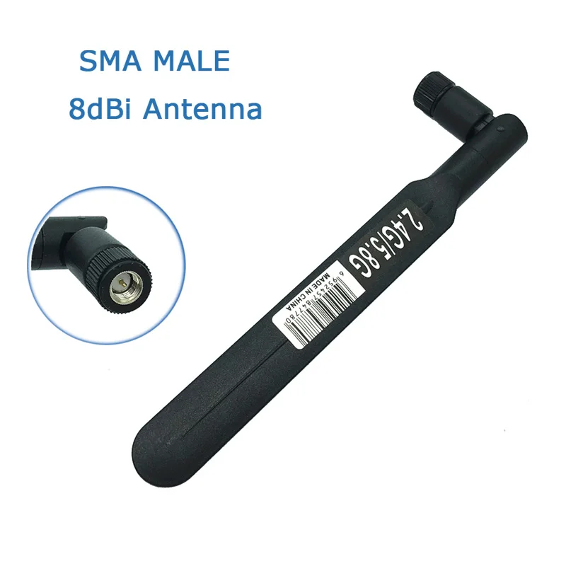 LEORY 2 шт 2,4 ГГц 5,8 ГГц 5G антенна RPSMA 8dBi wifi антенна двухдиапазонная 2,4G 5G 5,8G wifi антенна SMA женский беспроводной маршрутизатор - Цвет: 1Pcs SMA MALE