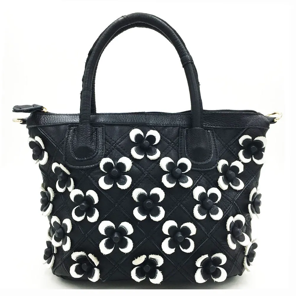 Luxury top handle bag female fashion color stitching flower design totes women bag 2017 Ladies ...