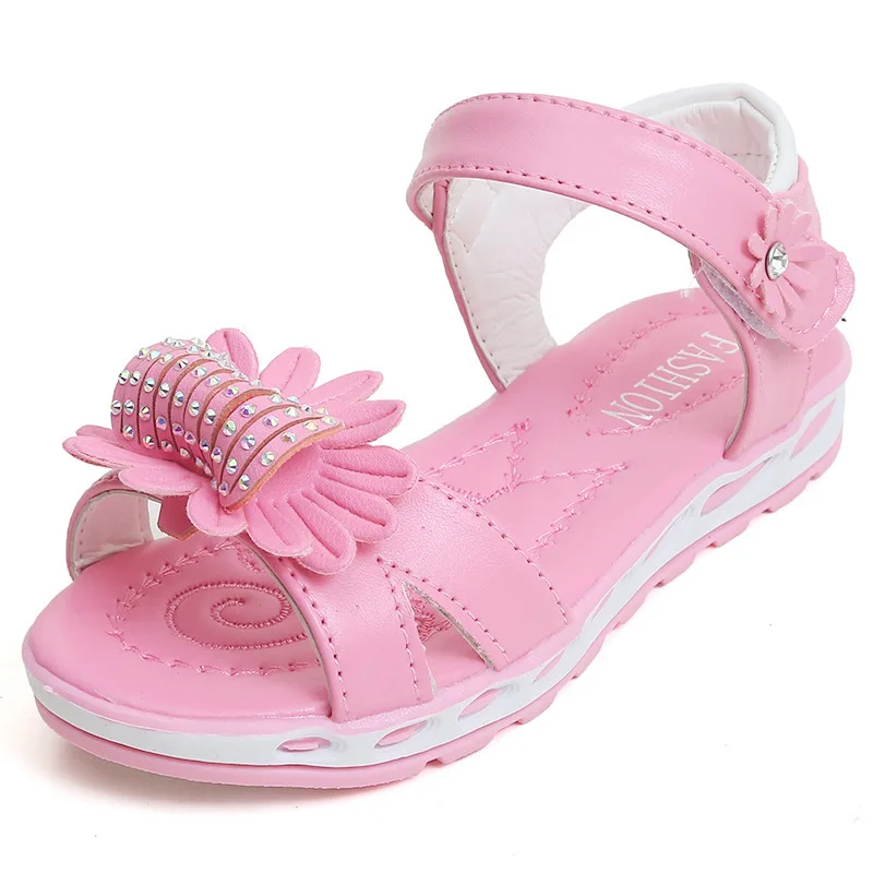 

2019Summers Baby Girl Shoes Kids Sandals Flowers Rhinestones princess Shoes Girls Beach sandals Student 3T 4T 5T 6T 7T 8T 9T-15T
