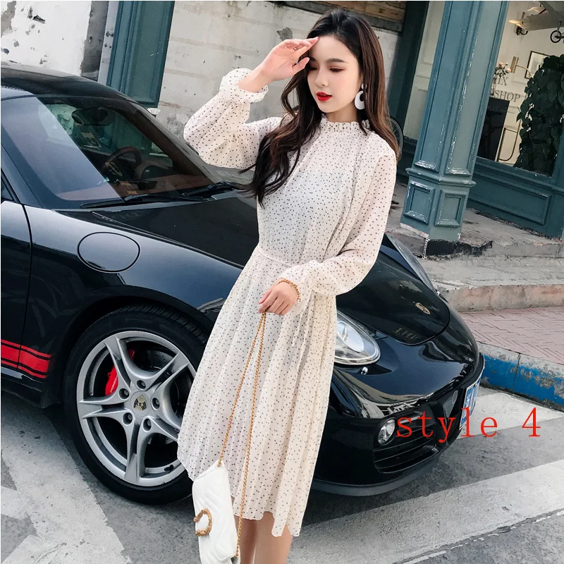 

Two layers Floral Chiffon Dress Elastic Waist Women Spring A-line Lace Up Flare Sleeve Bohemian Dress Femme Vestidos 2019