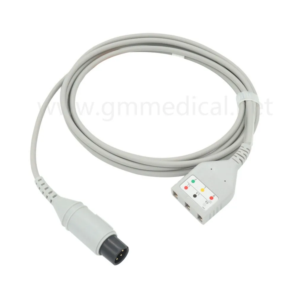 Совместим с Mindray/CSI /Datascope/SpacelabLifelink 3 свинцовый ECG кабель багажника 9 футов 180