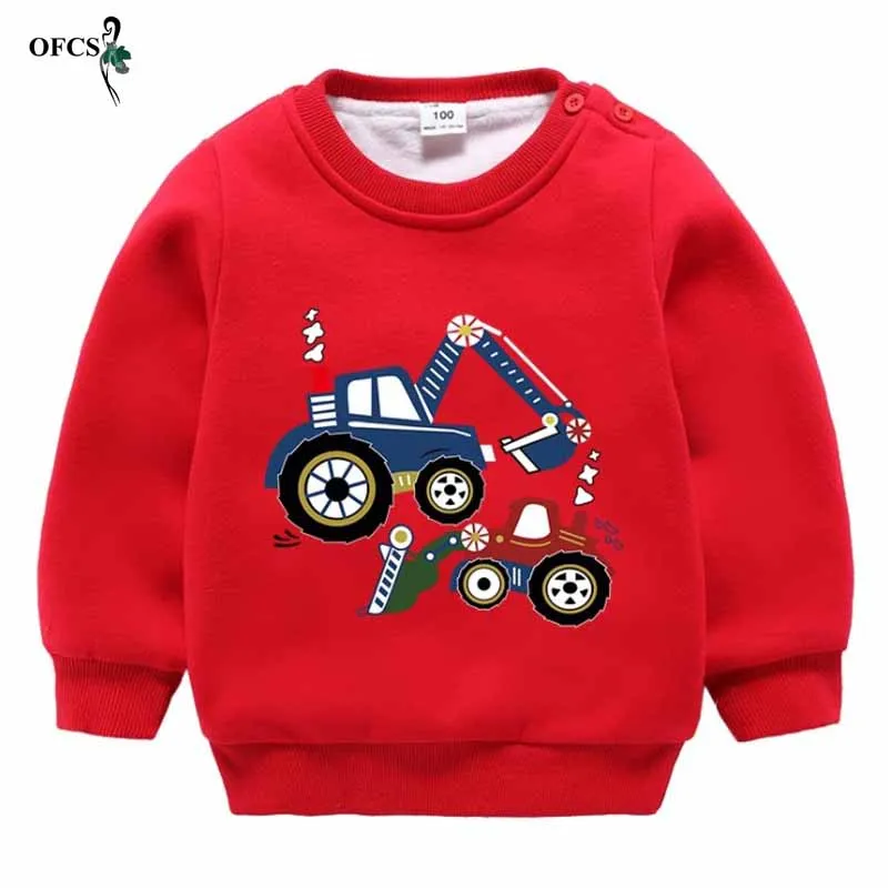 Модная футболка для мальчиков одежда для малышей детский зимний теплый свитер флисовые топы, Детский свитер весенняя одежда с капюшоном для детей от 2 до 8 лет - Цвет: Красный