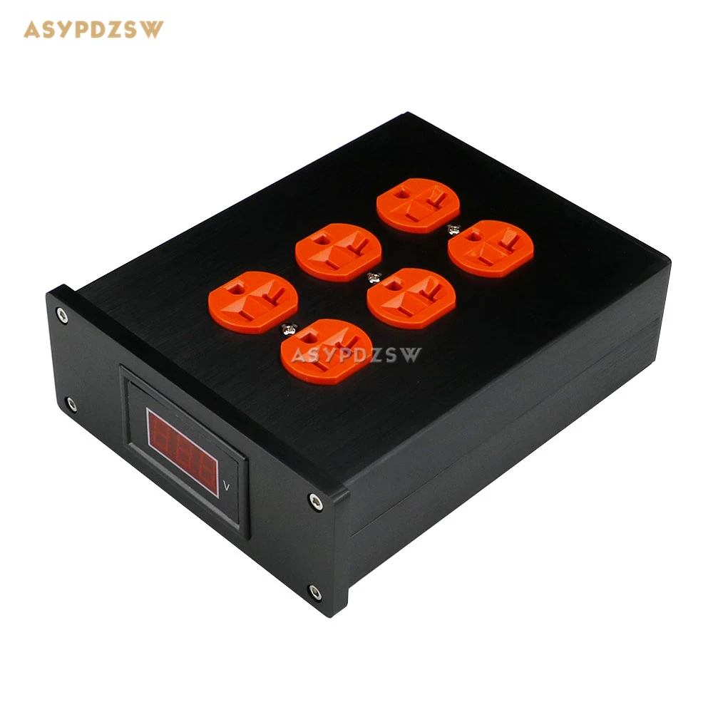 Aluminum U.S AC Power Distributor 6 outlet Power supply row socket With displayin AC/DC