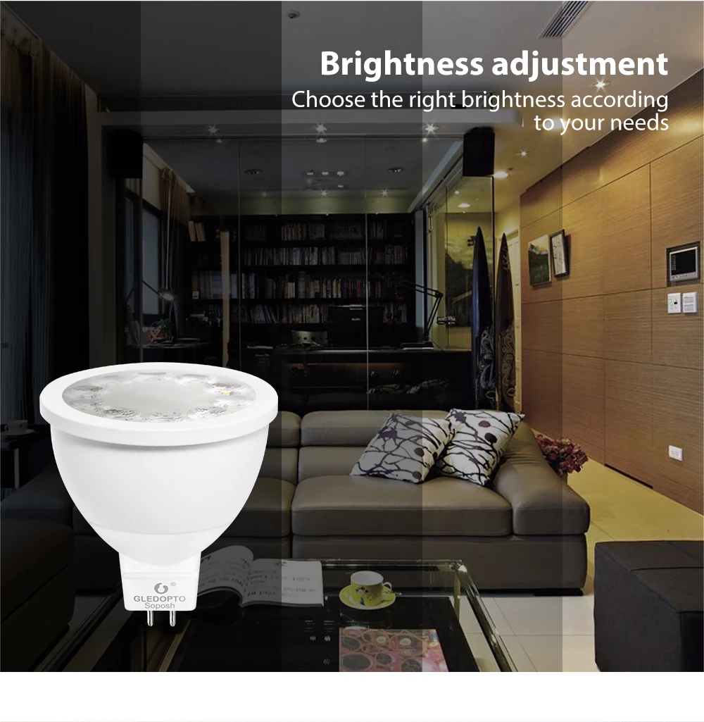 GLED0PTO ZIGBEE Mr16 led spotlight 4W RGB/CCT LED BULB DC12V work with smartthins zigbee hub echo plus smart phone control light