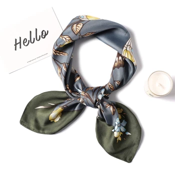 

2020 Fashion Silk Scarf Women Square Floral Print Neck Scarves Lady Headband Foulard Hand Kerchief Female Bag Scarfs