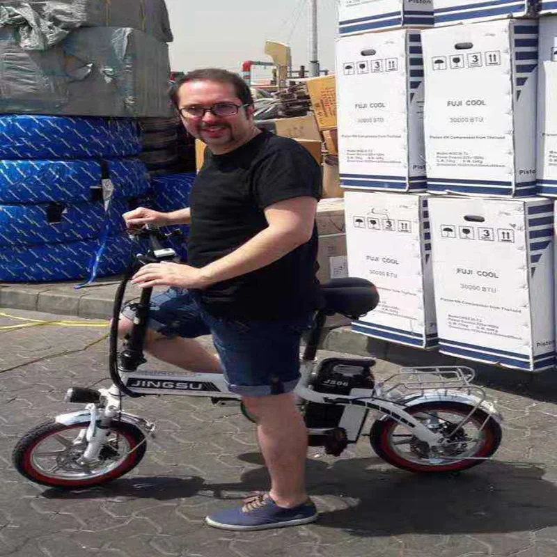 Excellent Foldable Electric Bike 14inch 48V 250w 15AH  Lithium Battery Electric Bicycle Double Seat Cycle Aluminium Alloy Ebike 7