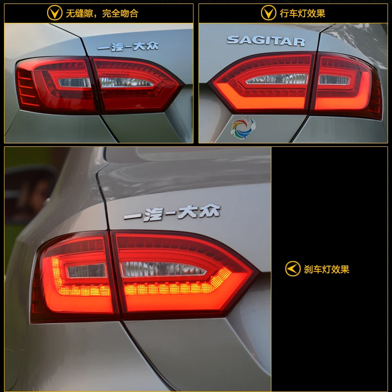Автомобильный Стайлинг задний фонарь для VW Jetta задние фонари 2012-2014 для Jetta светодиодный фонарь заднего хода лампа DRL + тормоз + Парк +