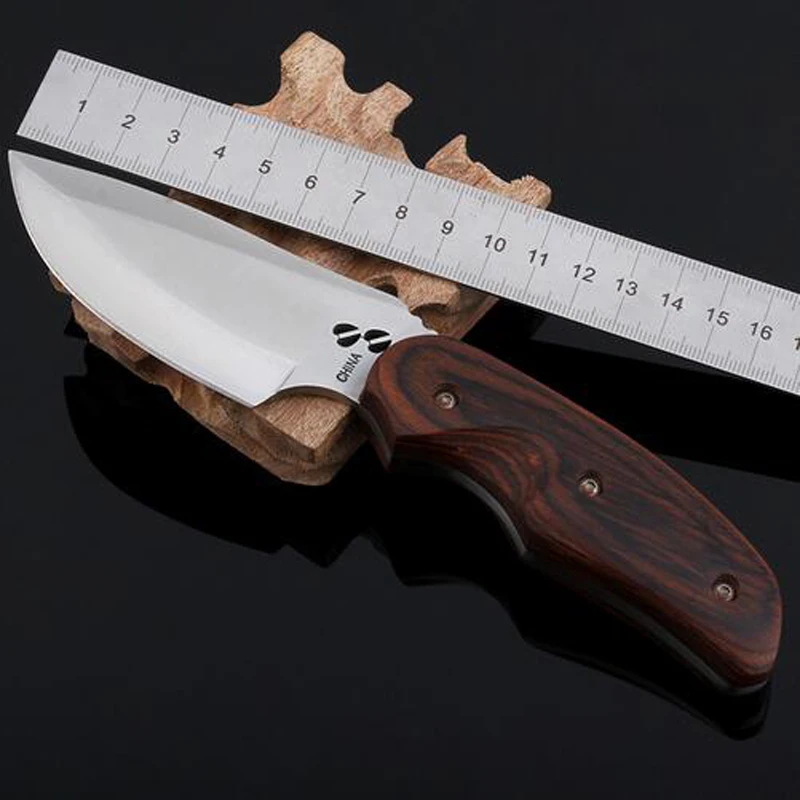 

High Quality Hunting Knife Survival Knives Navajas Mes Coltelli Camping Fixed Blade Knife With Wood Handle