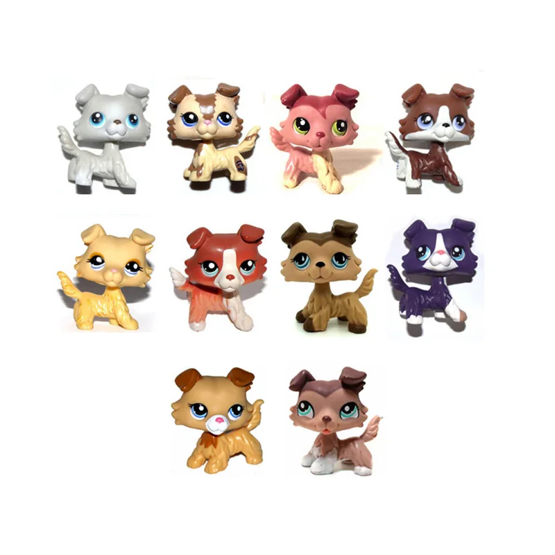 

Lot of 4 Random Select Pet Shop Collie Puppy Dog Animals Loose Figure Toy Doll Set