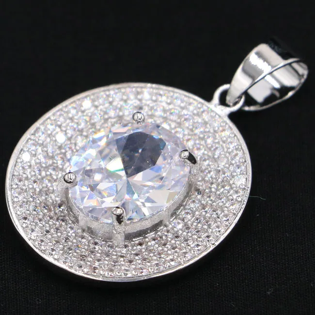 

Romantic White Sapphire SheCrown White CZ Silver Pendant 33x23mm
