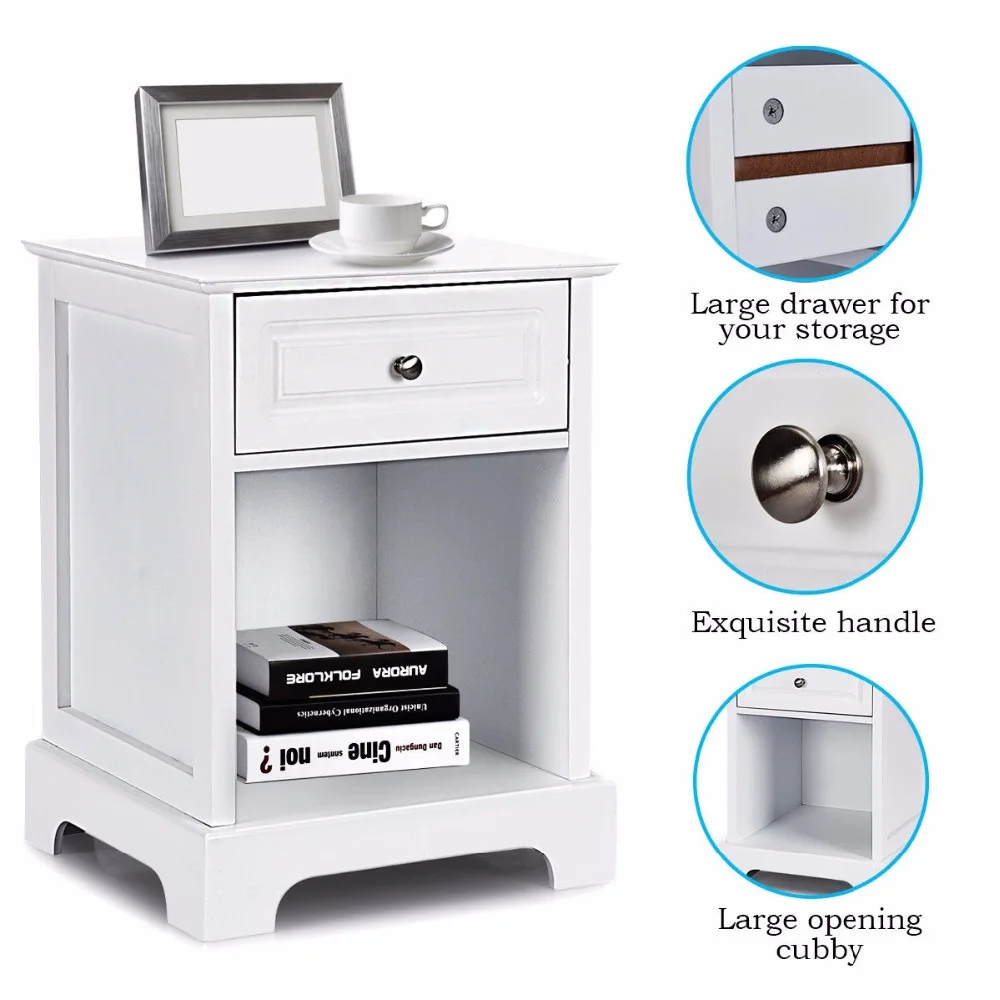 Giantex Night Stand End Accent Table Drawer Chest Sofa Side Bedside Storage Home White Home Furniture HW54866WH Giantex Night Stand End Accent Table Drawer Chest Sofa Side Bedside Storage Home White Home Furniture HW54866WH