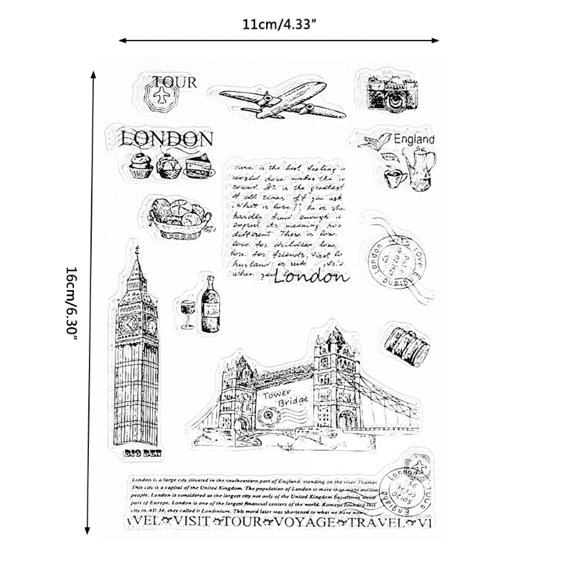 Tower of London Transparent Silicone Clear Stamp Cling Diary DIY Scrapbooking