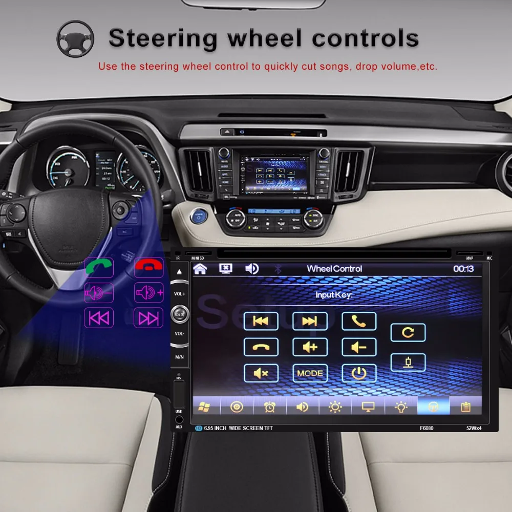 Perfect Car Radio 2 Din Car GPS Navigation Autoradio auto radios DVD Car Multimedia Player Subwoofer Touch Screen Rear view camera 14