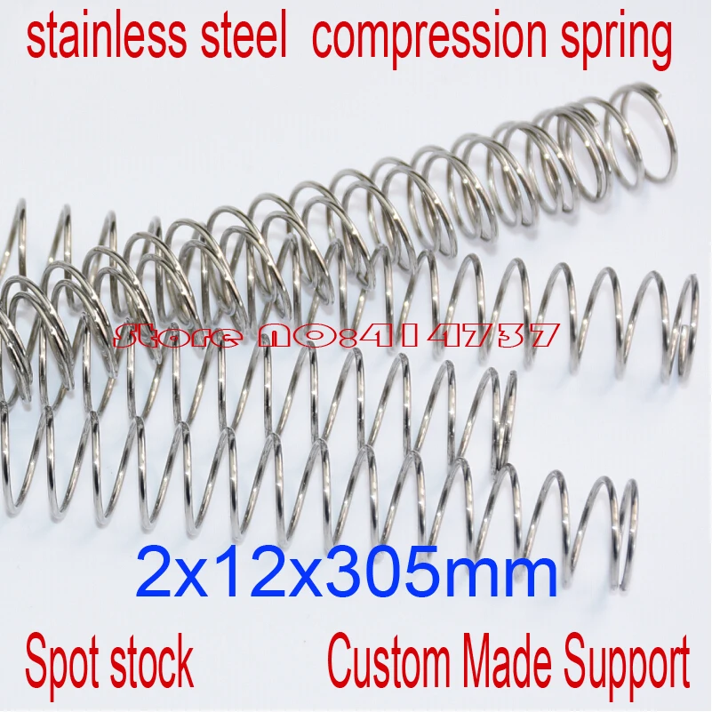 

5pcs 2*12*305mm stainless steel spot spring 2mm wire hammer spring Y type compression spring pressure spring OD=12mm