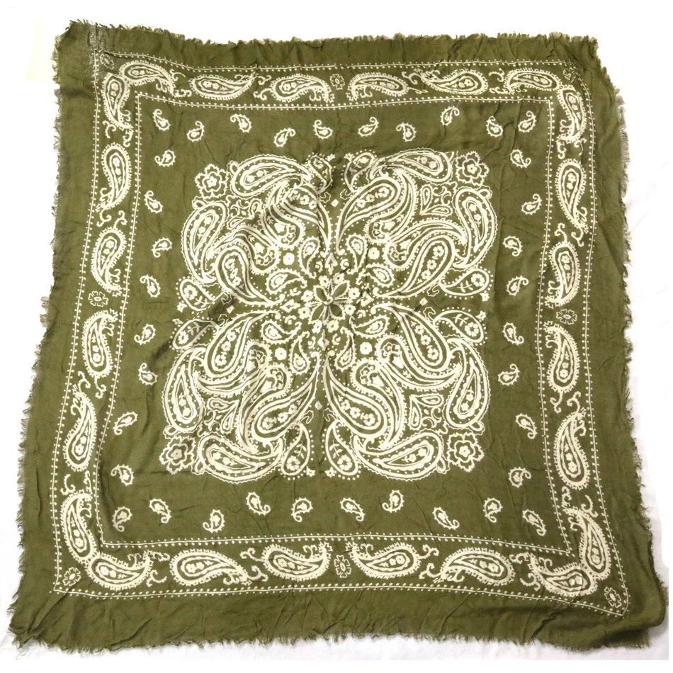 

100*100cm High Quality 100% Cotton Spring Autumn Amy Green Paisley Square Scarvse Shawl Lady Bandanas Wrap For Promotions