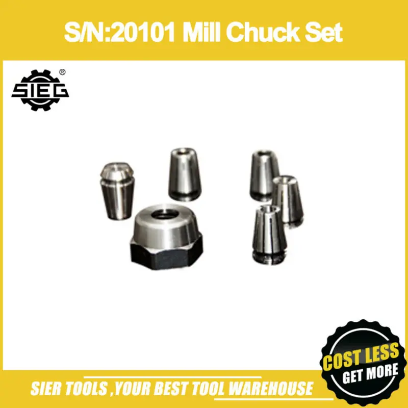 

Free Shipping!/S/N:20101 6pcs Mill chuck Set/1,2,4.5.6mm mill collet/M14*1.0