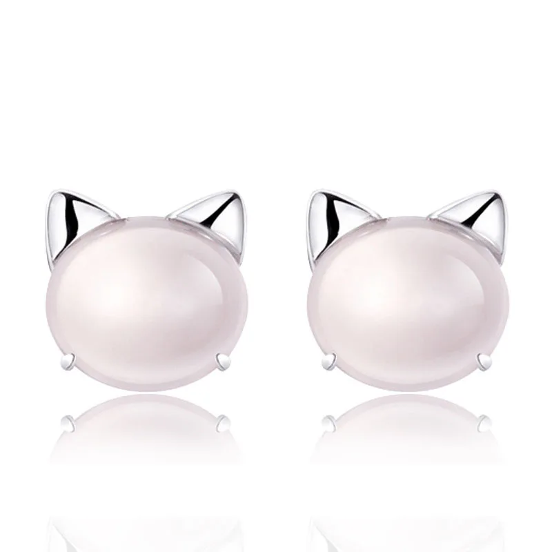 

Women New Trendy Animal Earrings Cute Crystal Cat Ear Stud Earrings Girls 925 Sterling Silver Jewelry Party Accessories