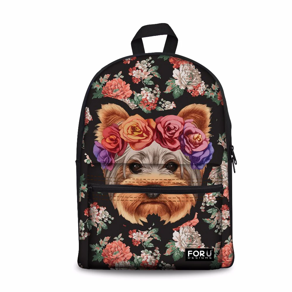 

Customized Backpack Female Floral Yorkie Printing Schoolbag Feminine Laptop Bagpack for Girls School Back Pack Mochila Escolar